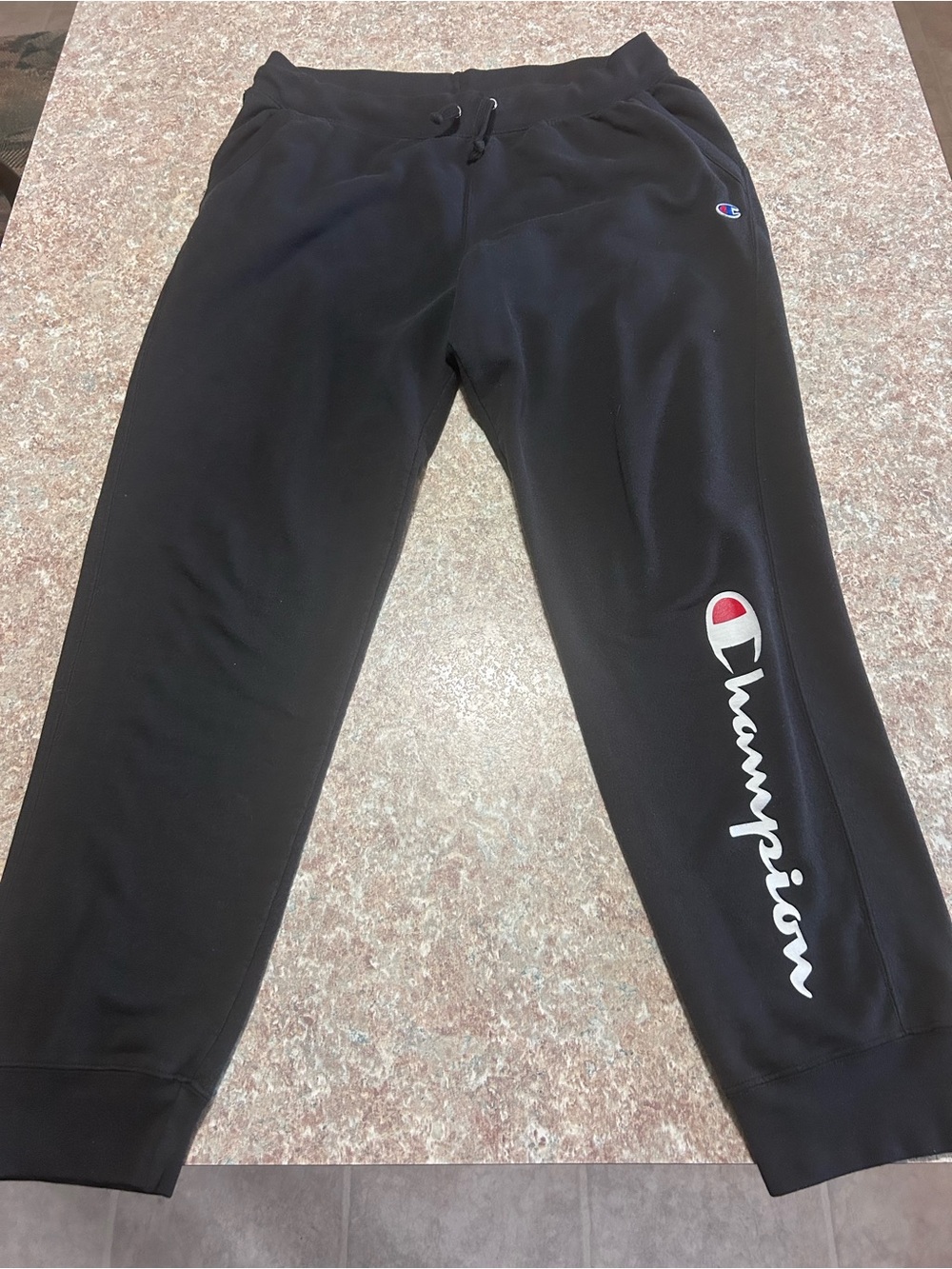 Champion Black Jogger Pants with White Logo